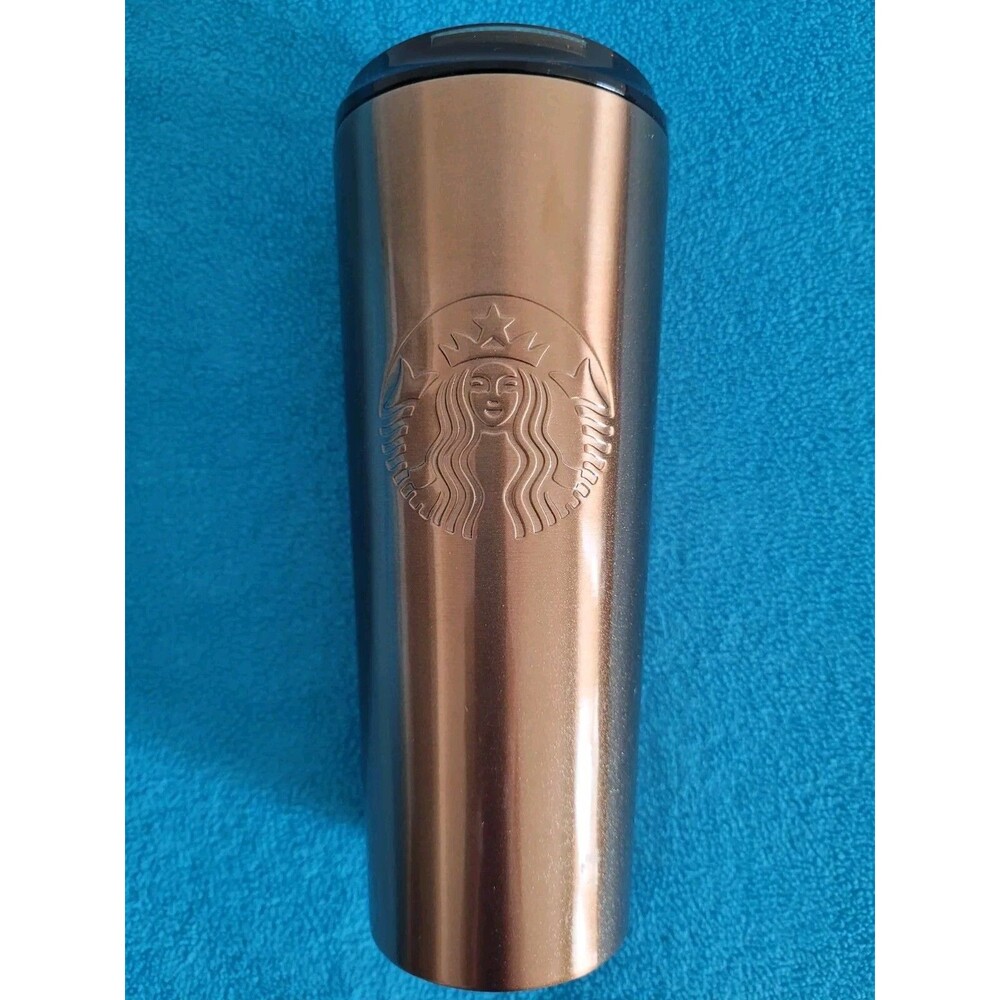 Starbucks 2022 Gold Copper Glitter Stainless Steel Cold Hot Coffee Tumbler 16 Oz